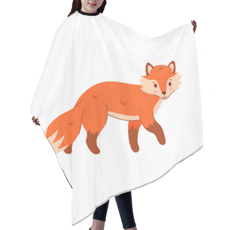 Personality  Cute Cartoon Fox Is Standing Isolate On White Background. Vector Image. Hair Cutting Cape