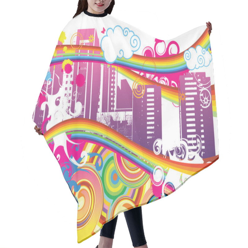 Personality  City Vector Illustration Hair Cutting Cape