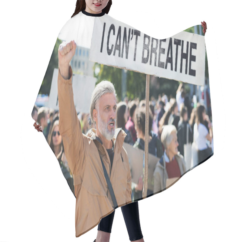 Personality  Black Lives Matters Protesters Holding Signs And Marching Outdoors In Streets. Hair Cutting Cape