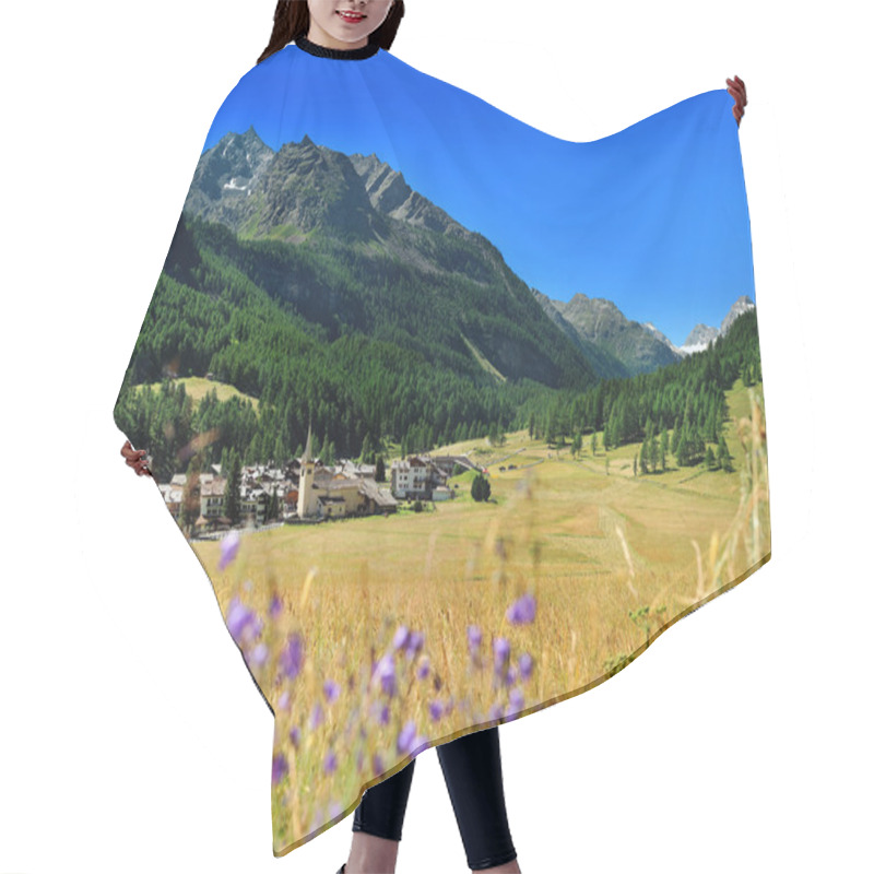 Personality  View On Alpine Mountain Village Rhemes Notre Dame From Hayfield Hair Cutting Cape