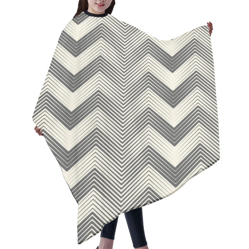 Personality  Seamless Zig Zag Pattern. Abstract Black And White Line Backgrou Hair Cutting Cape