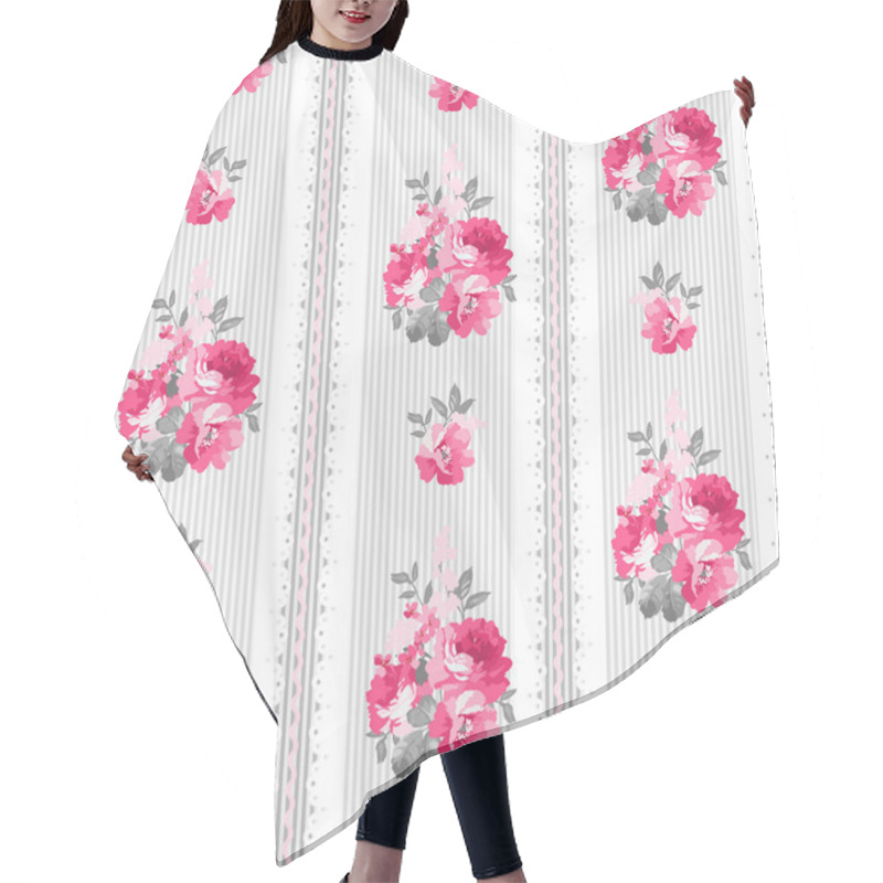 Personality  Seamless Pattern With Pink Roses Hair Cutting Cape