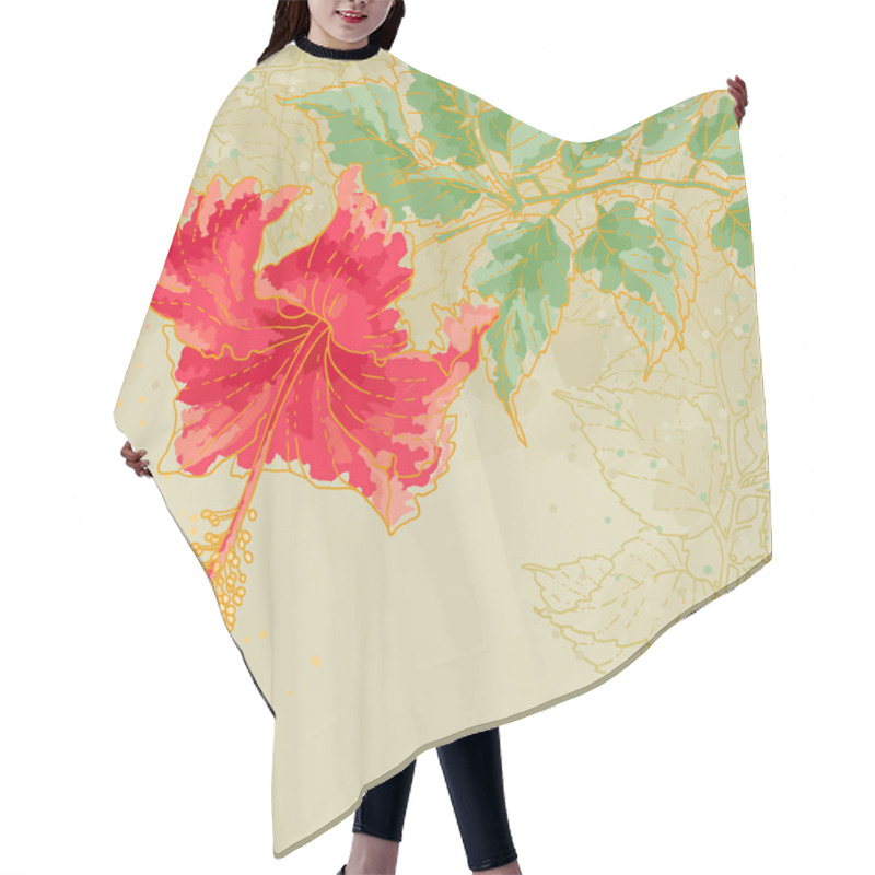 Personality  Hibiscus Flower On Toned Background Hair Cutting Cape