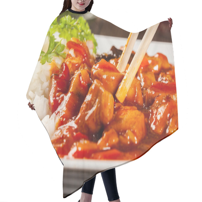 Personality  Sweet And Sour Chicken With Rice Hair Cutting Cape