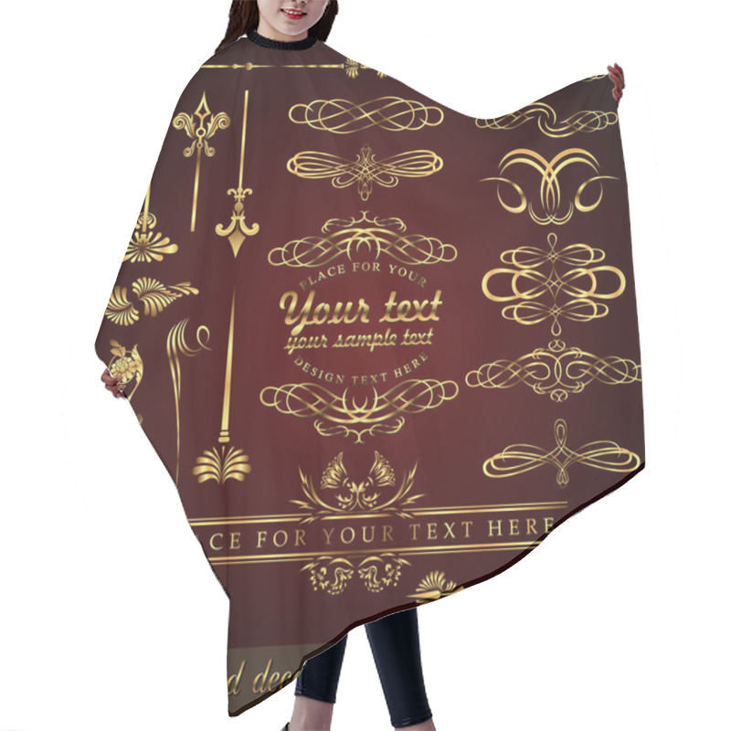 Personality  Gold Calligraphic Design Elements Hair Cutting Cape