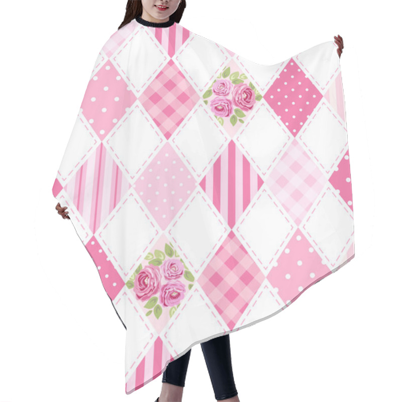 Personality  Pattern In Rhombus Shapes With Flowers Hair Cutting Cape