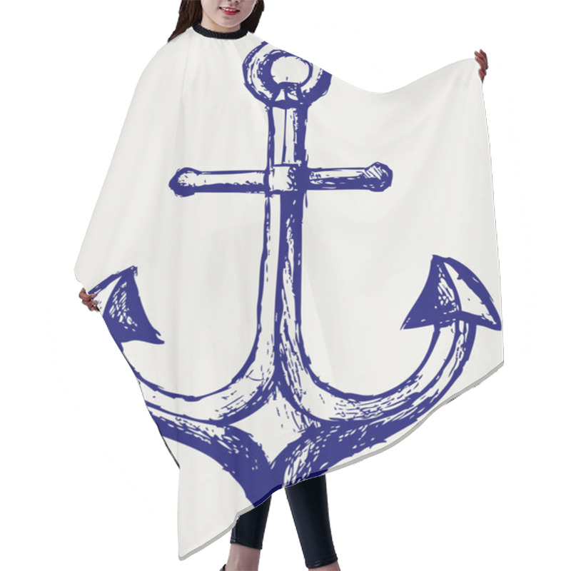 Personality  Anchor Sketch Hair Cutting Cape