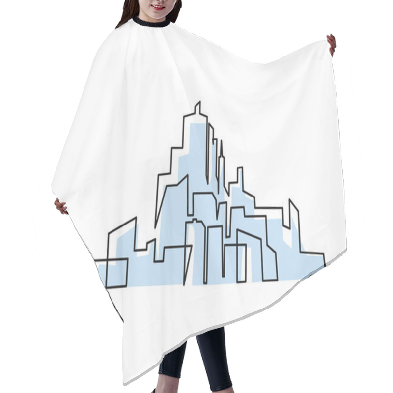 Personality  Cityscape Modern City Panorama With Skyscrapers. One Line Drawing Hair Cutting Cape