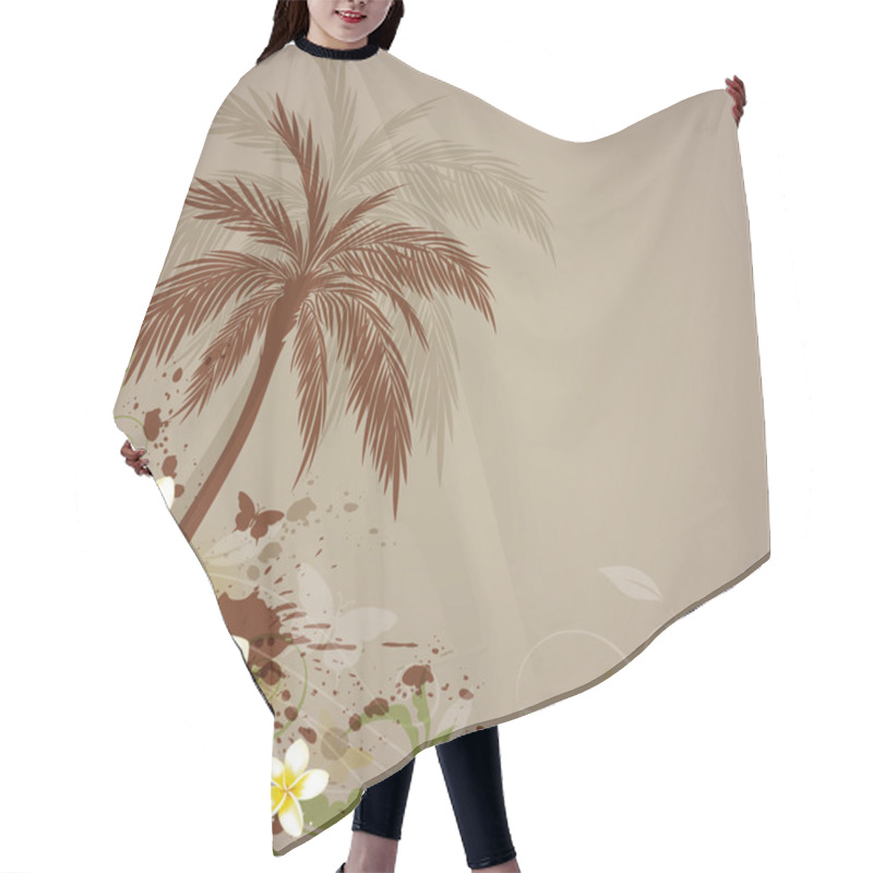 Personality  Background With Flowers And Palm Hair Cutting Cape