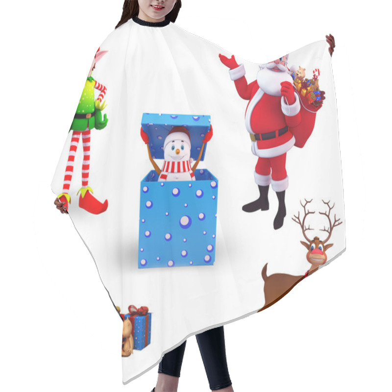 Personality  Illustration Of Santa Claus Hair Cutting Cape