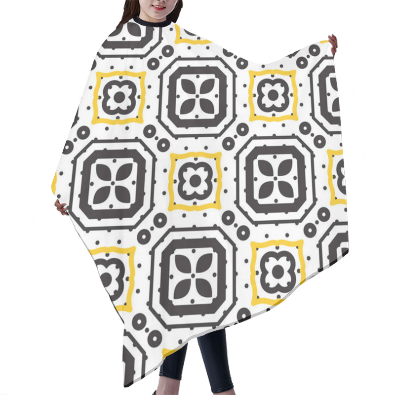 Personality  Black And White Mediterranean Seamless Ceramic Tile Pattern. Hair Cutting Cape