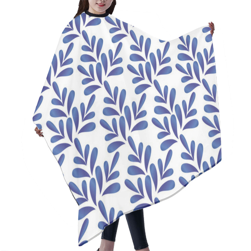 Personality  Leaves Blue And White Pattern Hair Cutting Cape