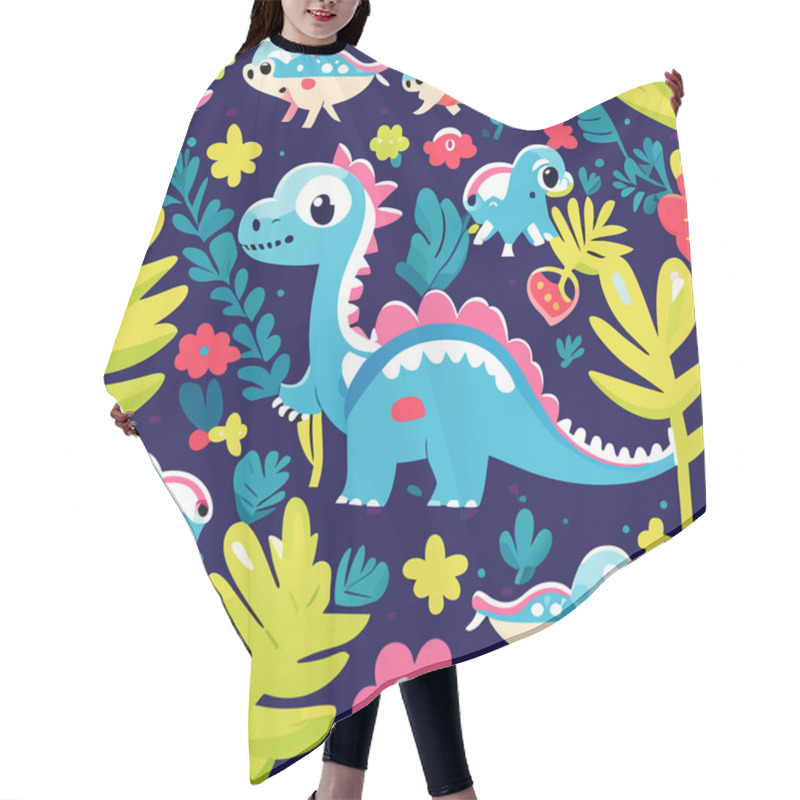 Personality  Cute Dinosaur Seamless Pattern Royal Wallpaper Hair Cutting Cape