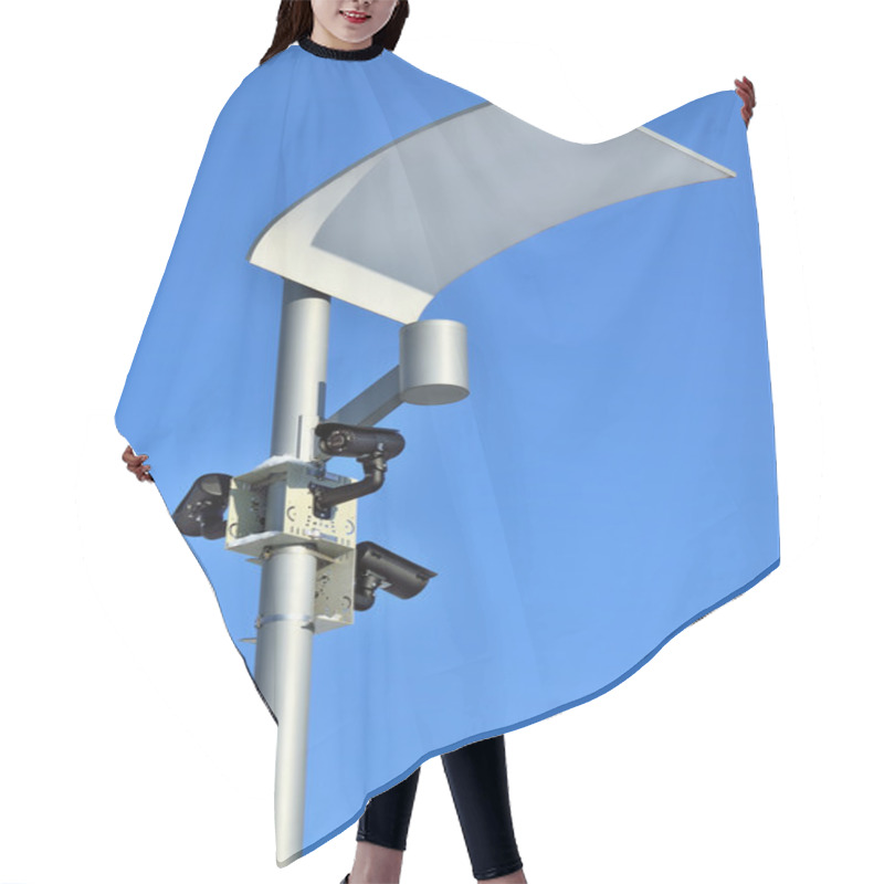 Personality  Surveillance Camera And Modern Lighting Hair Cutting Cape