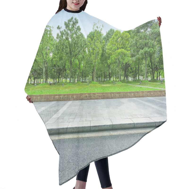 Personality  Urban Road With Green Trees Hair Cutting Cape