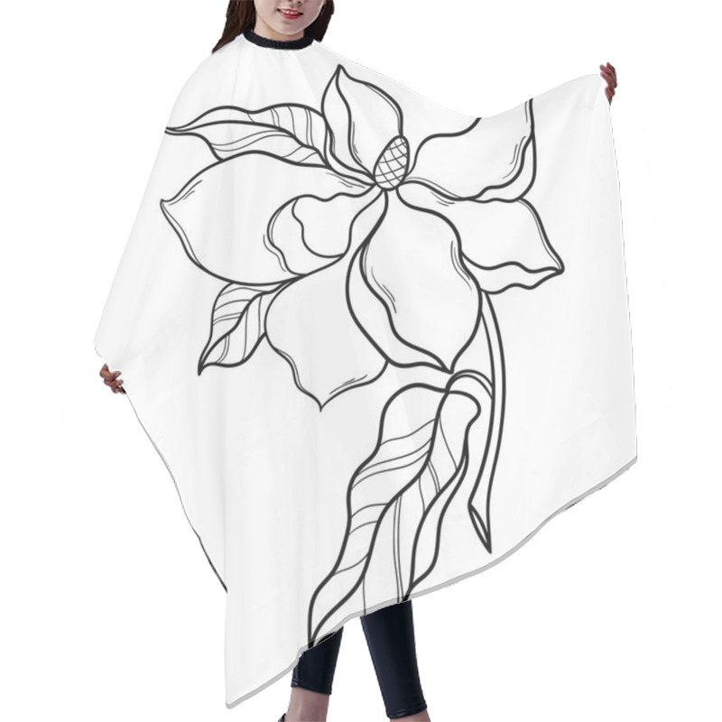 Personality  Fantasy Magnolia Flower With Leaf Hair Cutting Cape