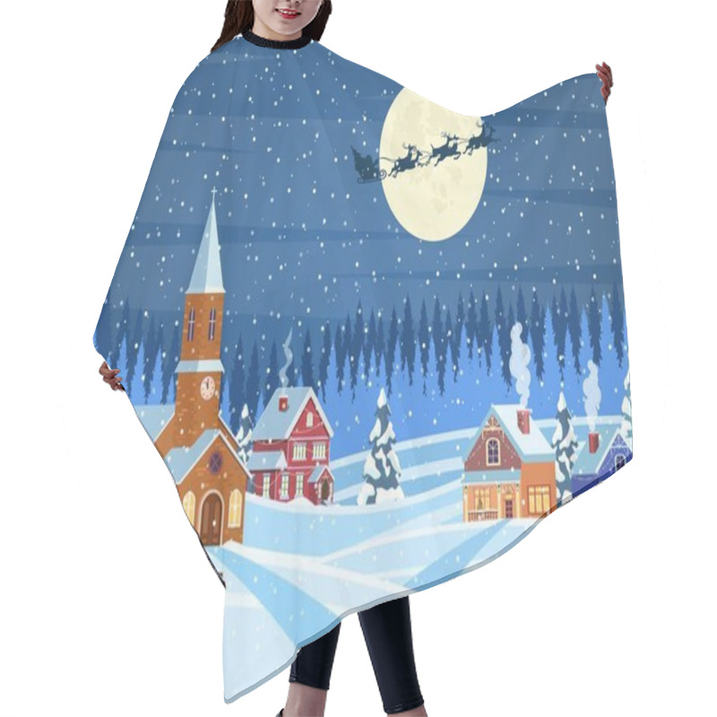 Personality  Christmas Landscape Background With Snow And Tree Hair Cutting Cape