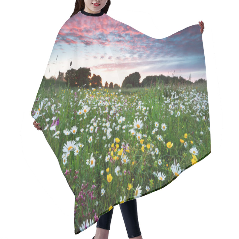 Personality  Summer Wildflowers At Dramatic Sunset Hair Cutting Cape