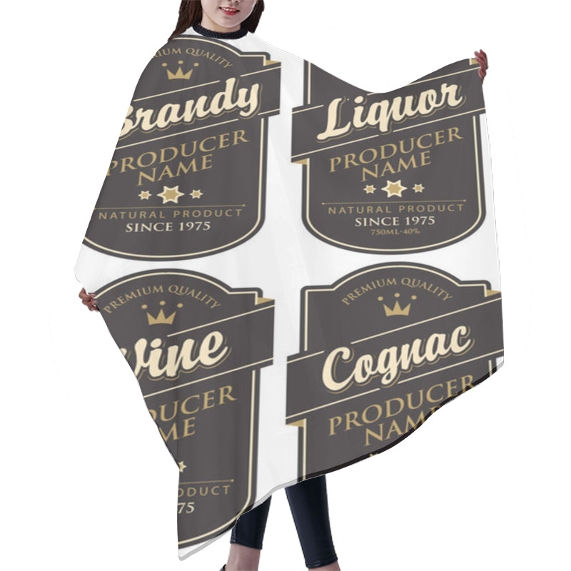 Personality  Retro Labels For Various Alcoholic Beverages Hair Cutting Cape