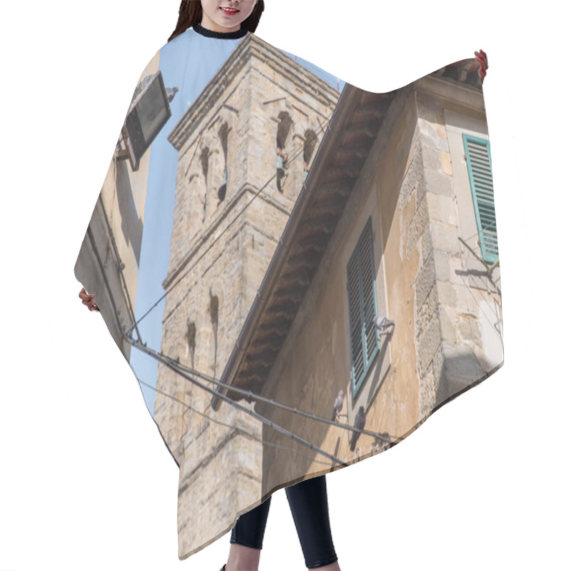 Personality  Urban Scene With Historical Architecture Of Tuscany And Clear Blue Sky, Italy  Hair Cutting Cape