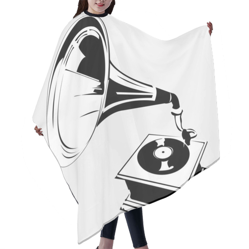 Personality  And Old Gramophone Hair Cutting Cape