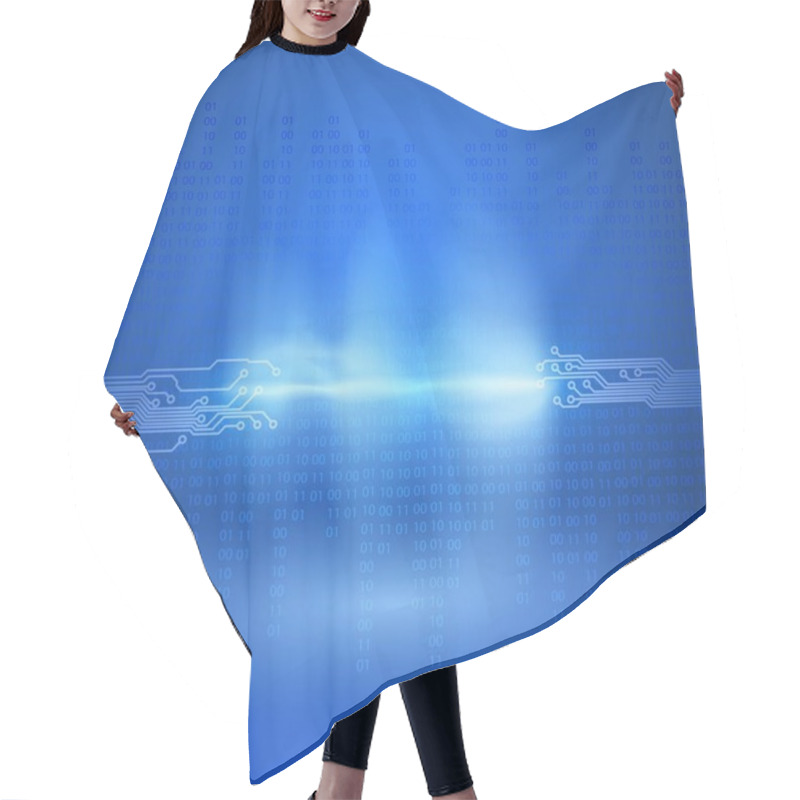 Personality  Stream Of Binary Code With Circuit Board Texture Hair Cutting Cape