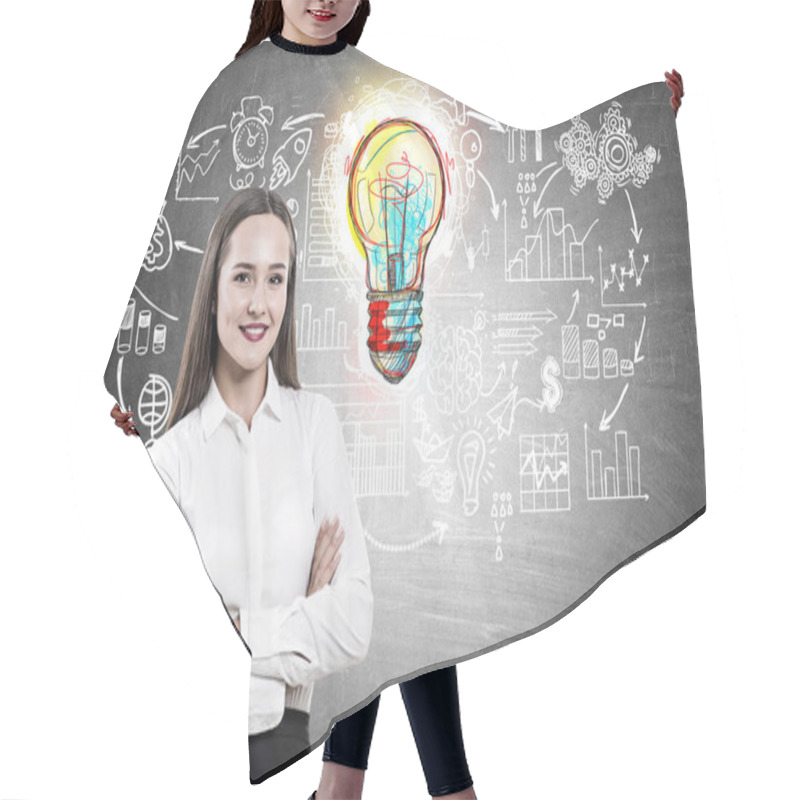 Personality  Crossed Arms Woman And Business Light Bulb Hair Cutting Cape