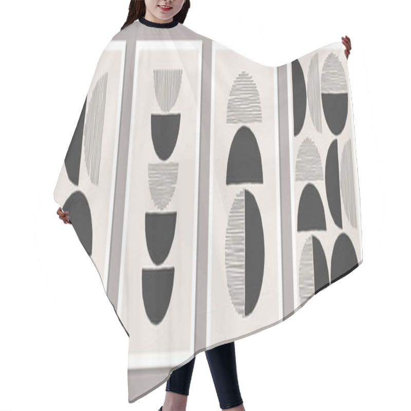 Personality  Trendy Set Of Abstract Creative Minimalist Artistic Hand Drawn Compositions Hair Cutting Cape