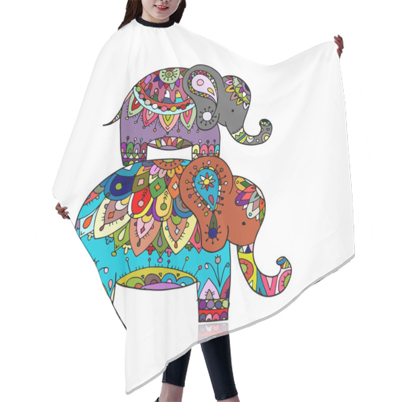 Personality  Elephant Ornate, Sketch For Your Design Hair Cutting Cape