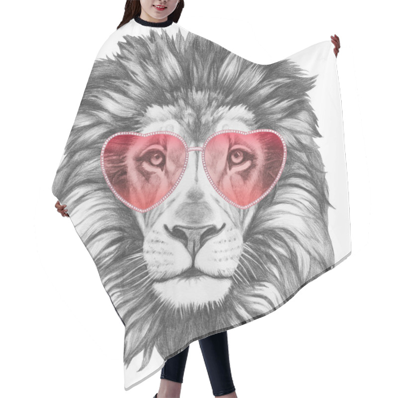 Personality   Lion With Heart Shaped Sunglasses Hair Cutting Cape