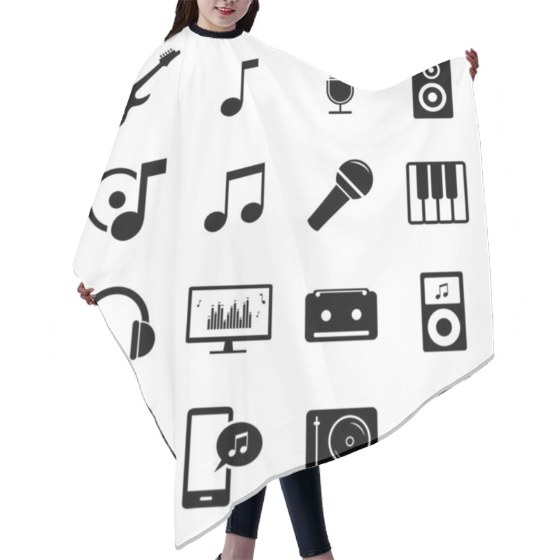 Personality  Collection Of Flat Media Icons - Audio, Musical Instruments And Sound Related Symbols Hair Cutting Cape