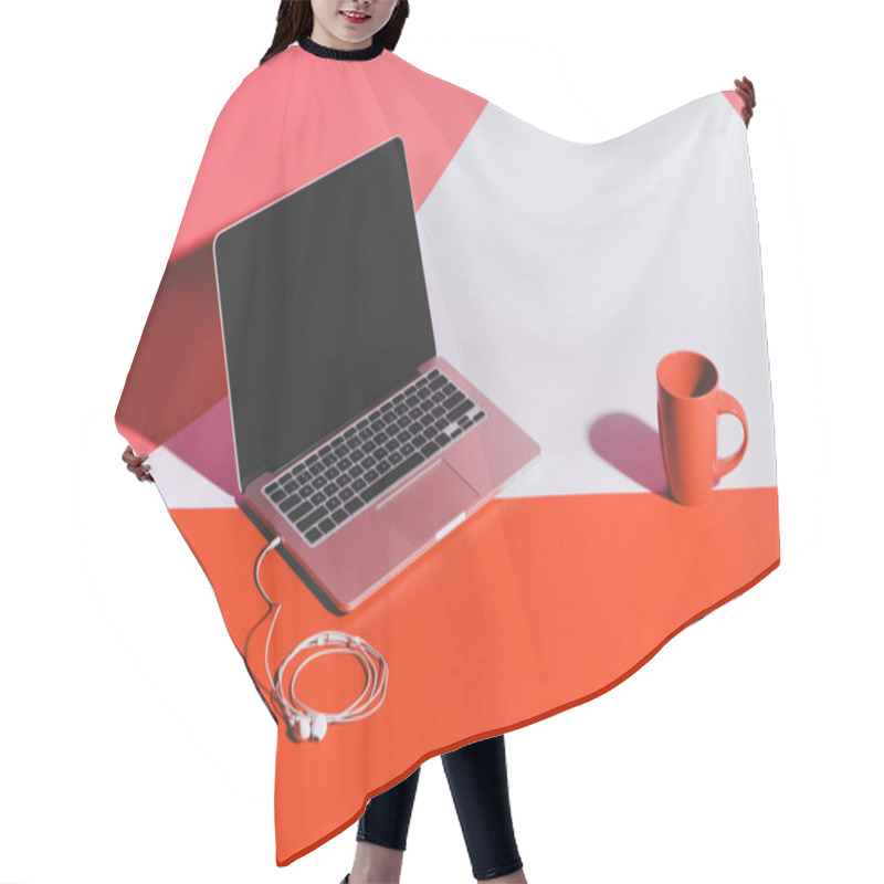 Personality  Coffee, Earphones And Laptop  Hair Cutting Cape