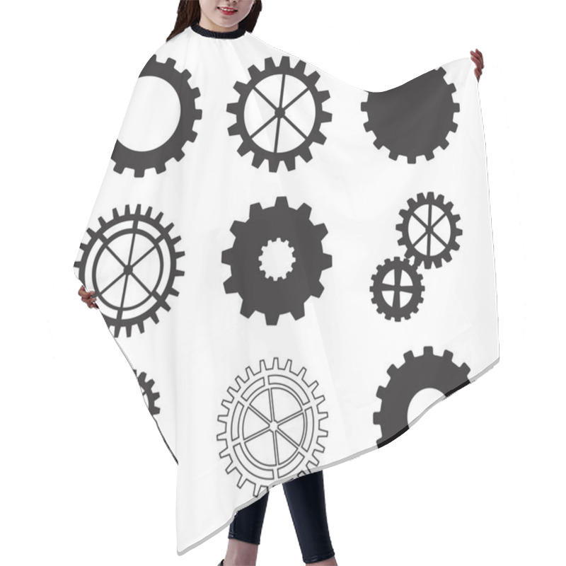 Personality  Black Gears Hair Cutting Cape