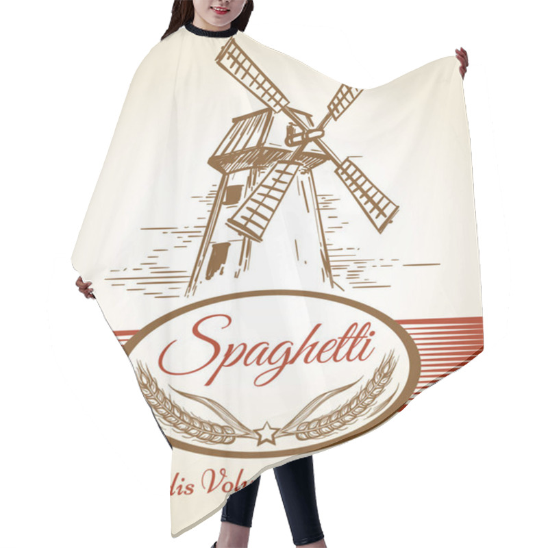 Personality  Spaghetti Pasta Bakery Label Hair Cutting Cape