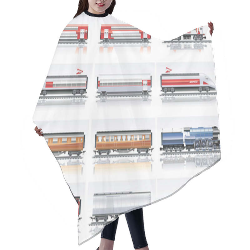 Personality  Vector Railroad Transportation Icon Set Hair Cutting Cape