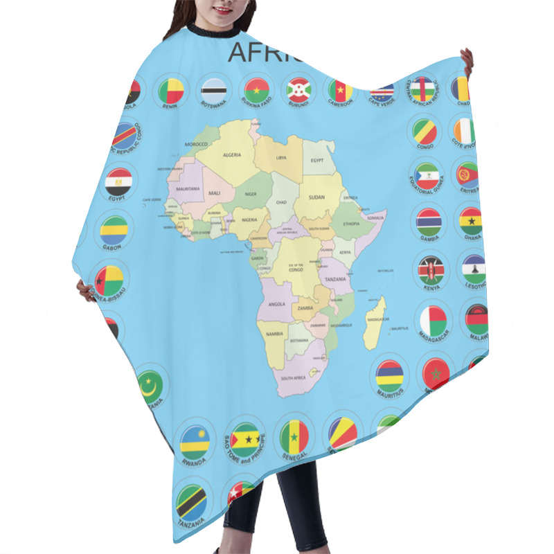 Personality  Africa - Flags Around The Maps Hair Cutting Cape