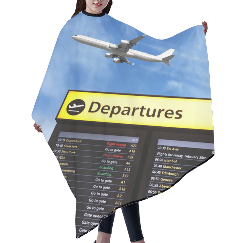 Personality  Airport Flight Information And Airplane Departing Hair Cutting Cape