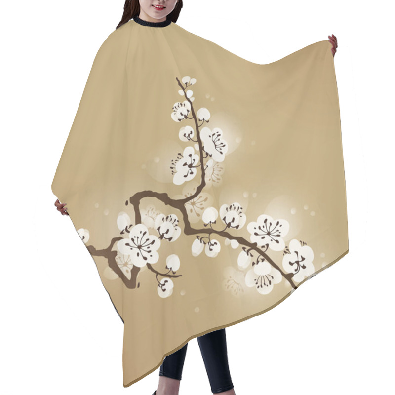 Personality  Blossoming Plum Branch Hair Cutting Cape