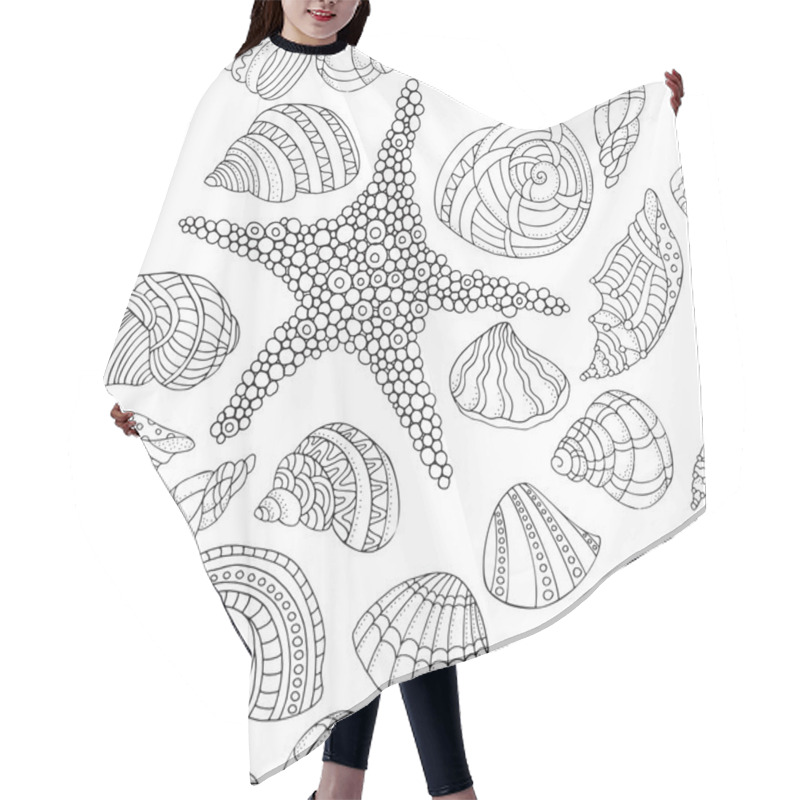 Personality  Seamless Pattern With Sea Shells Hair Cutting Cape