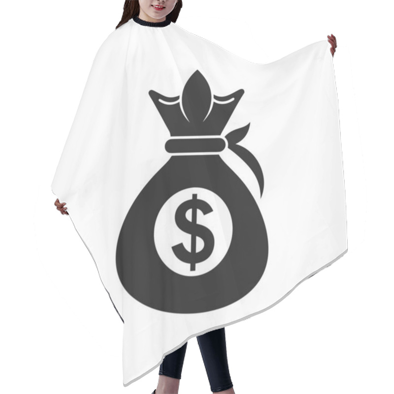 Personality  Money Bag With Dollar Sign. Sack Dollar Black Silhouette Hair Cutting Cape