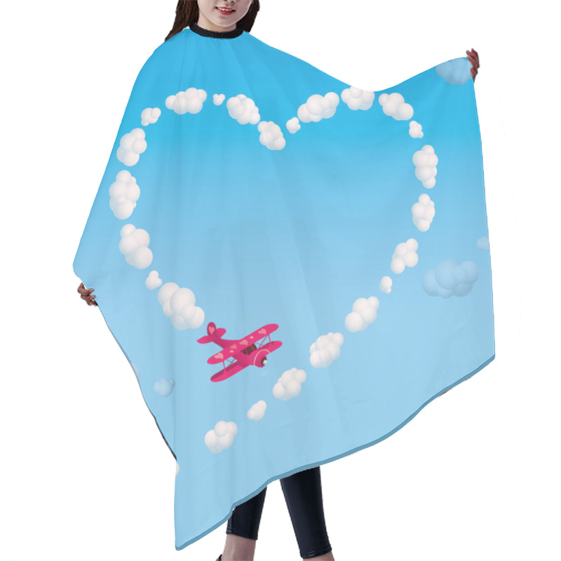 Personality  Small Plane Drawing Heart With Clouds Hair Cutting Cape