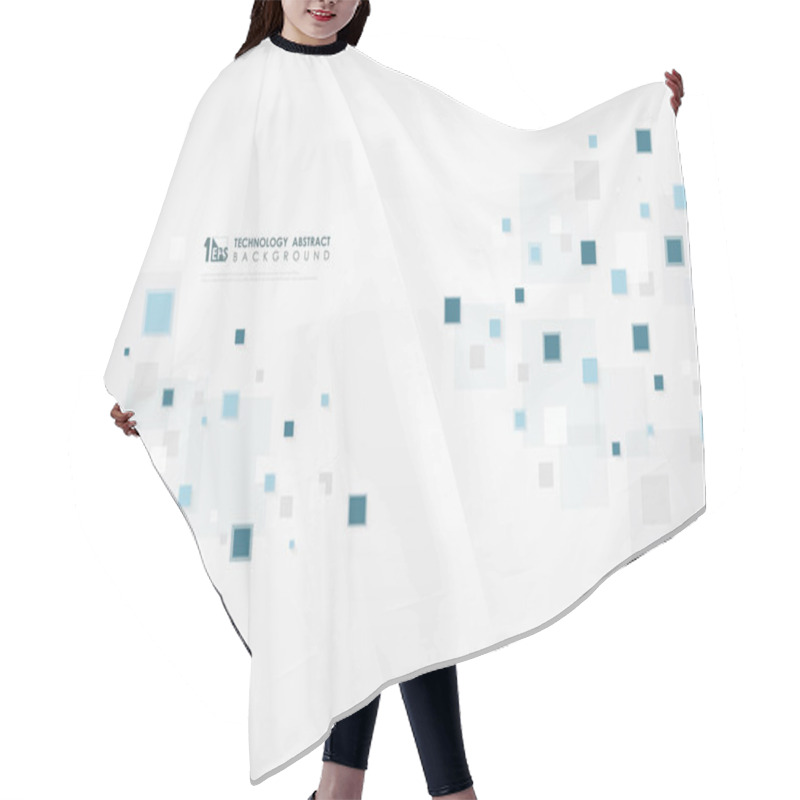 Personality  Abstract Blue Square Technology Of Futuristic Pattern Design Background. Hair Cutting Cape