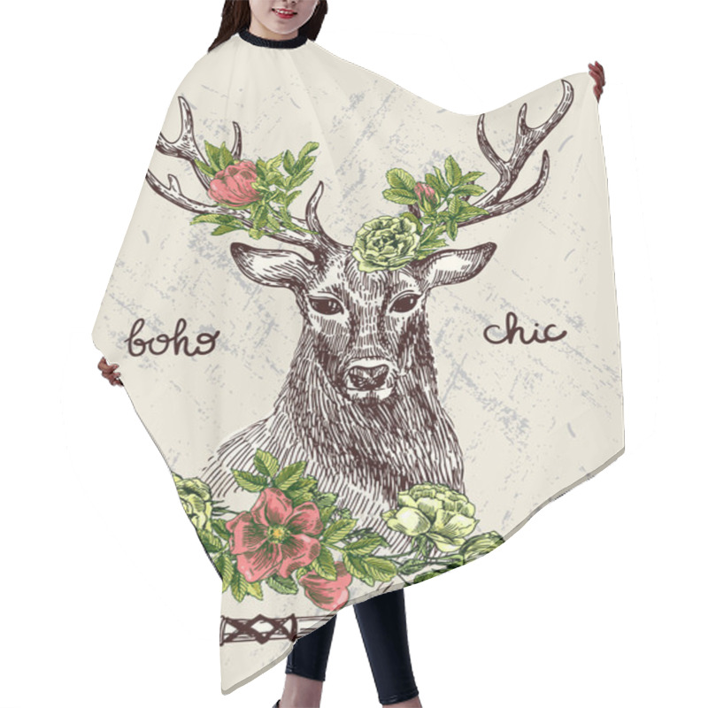 Personality  Hand Drawn Deer Hair Cutting Cape