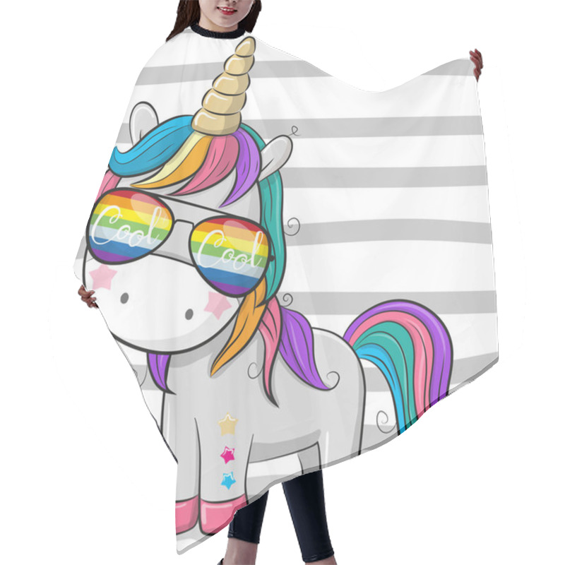 Personality  Cute Unicorn With Sun Glasses Hair Cutting Cape