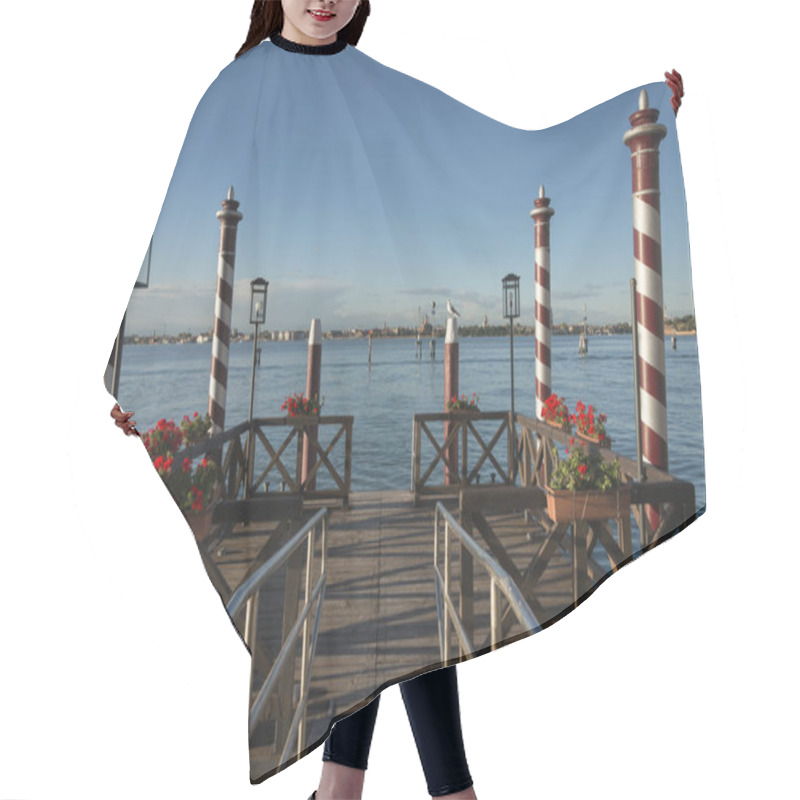 Personality  Mooring Poles And Pier In Venetian Lagoon, Cannaregio, Venice, Veneto, Italy Hair Cutting Cape