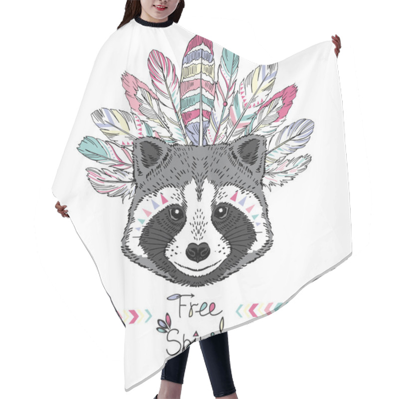 Personality  Raccoon Aztec Style Illustration Hair Cutting Cape