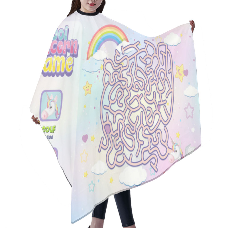 Personality  Unicorn Maze Game Template Illustration Hair Cutting Cape