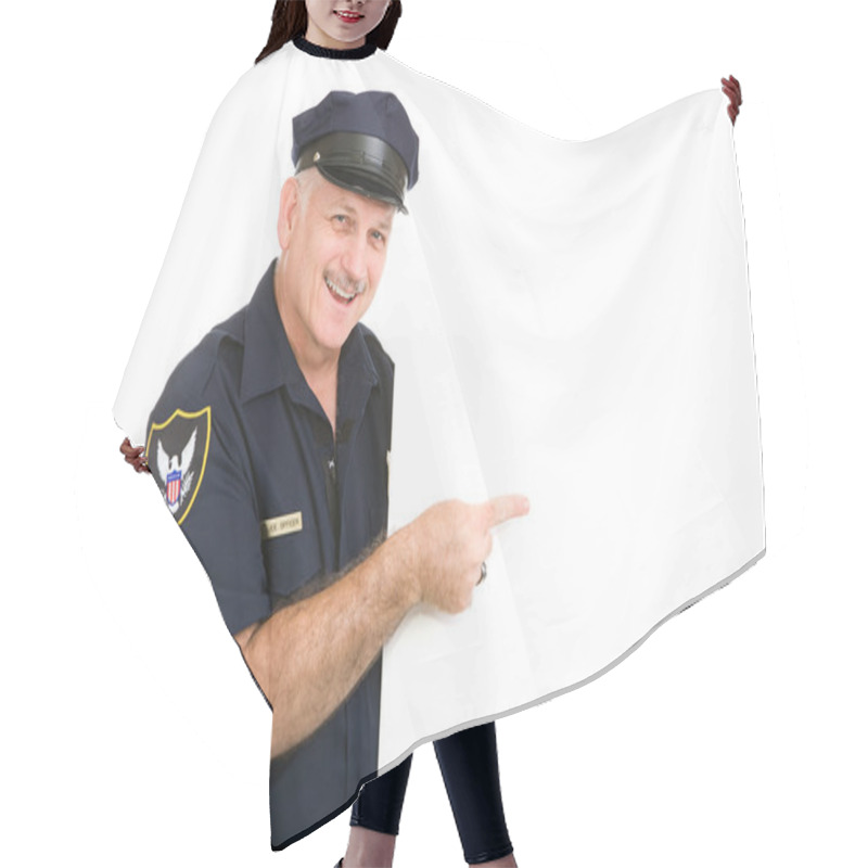 Personality  Happy Policeman Pointing Hair Cutting Cape