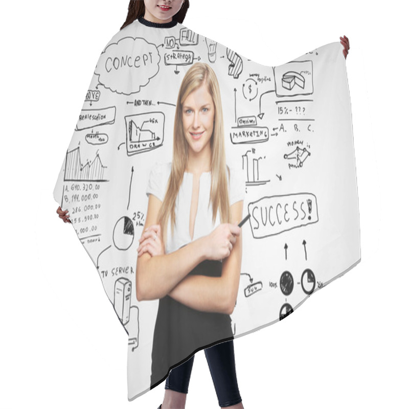 Personality  Woman And Business Plan Hair Cutting Cape