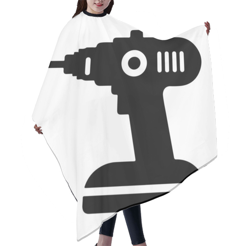 Personality  Handheld Drill Icon On White Background  Hair Cutting Cape